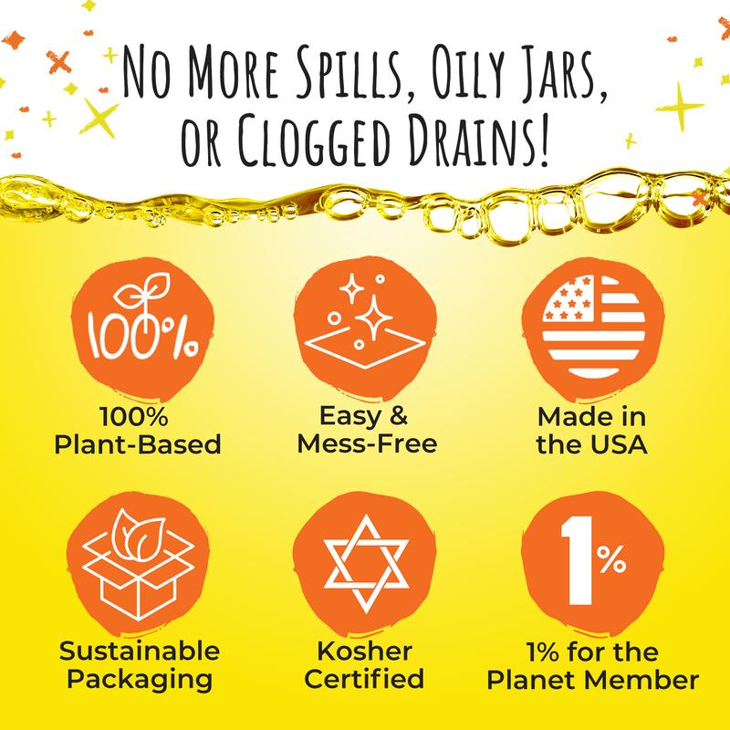 Grease Gone Super Fry Cooking Oil Solidifier, As Seen on Shark Tank, Solidifies 24 Cups of Oil - Plant-Based Powder,