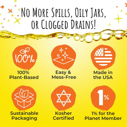 Grease Gone Super Fry Cooking Oil Solidifier, As Seen on Shark Tank, Solidifies 24 Cups of Oil - Plant-Based Powder,
